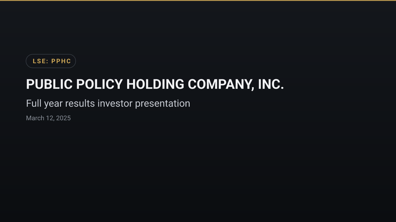 PUBLIC POLICY HOLDING COMPANY, INC. (PPHC) — Full year results investor presentation