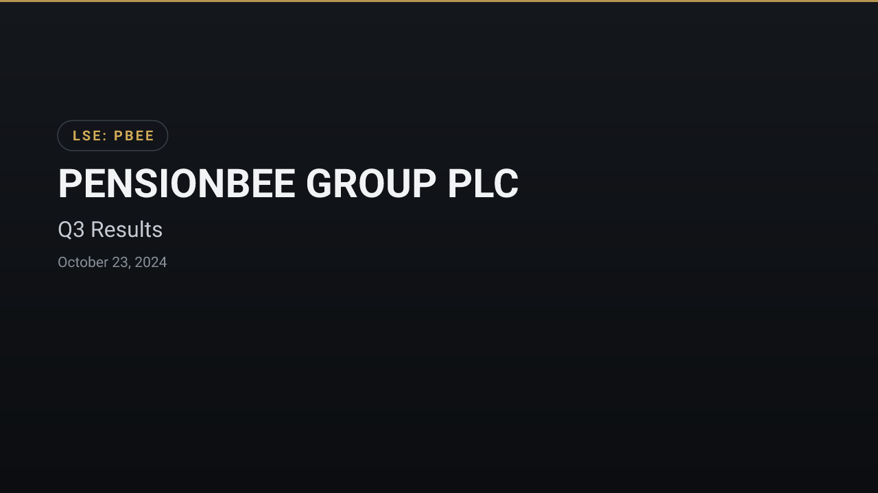 Pensionbee Group (LSE:PBEE) — Q3 Results