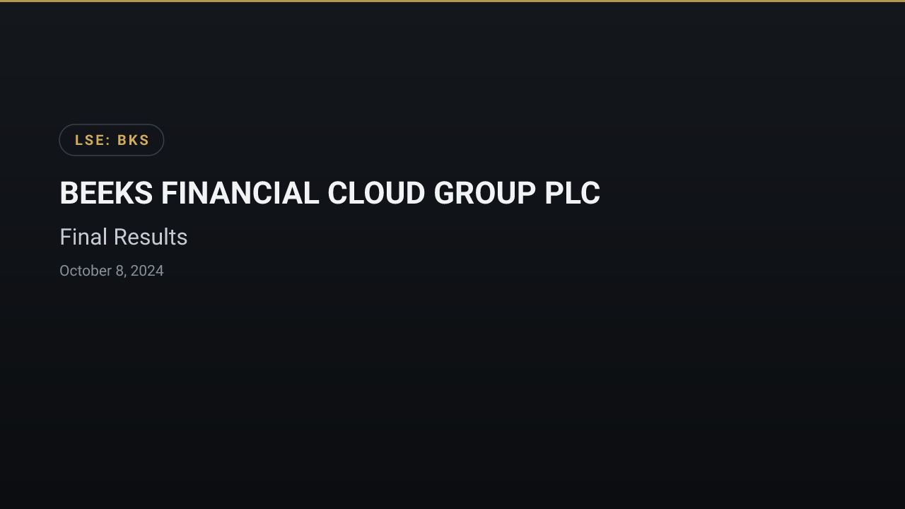 BEEKS FINANCIAL CLOUD GROUP PLC (BKS) — Final Results
