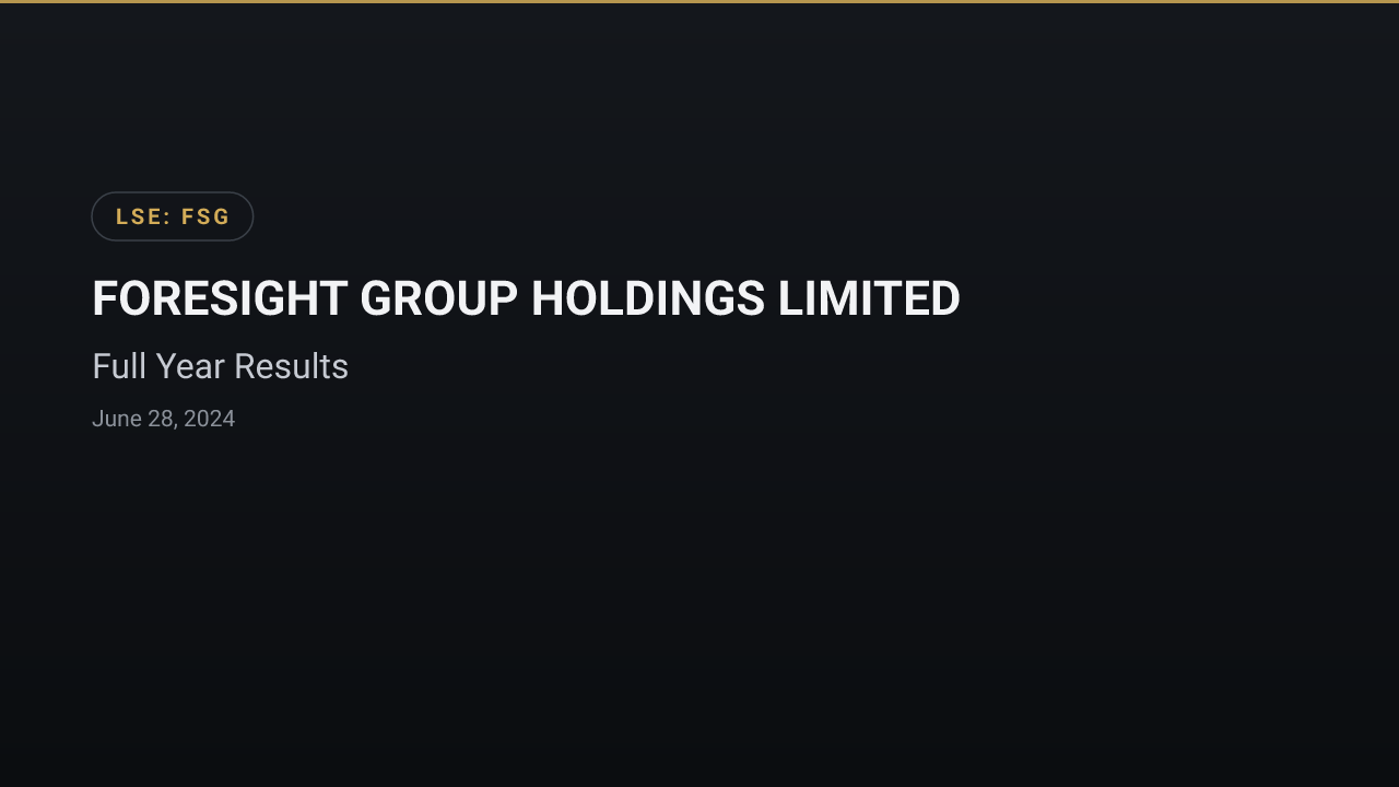 FORESIGHT GROUP HOLDINGS LIMITED (FSG) — Full Year Results