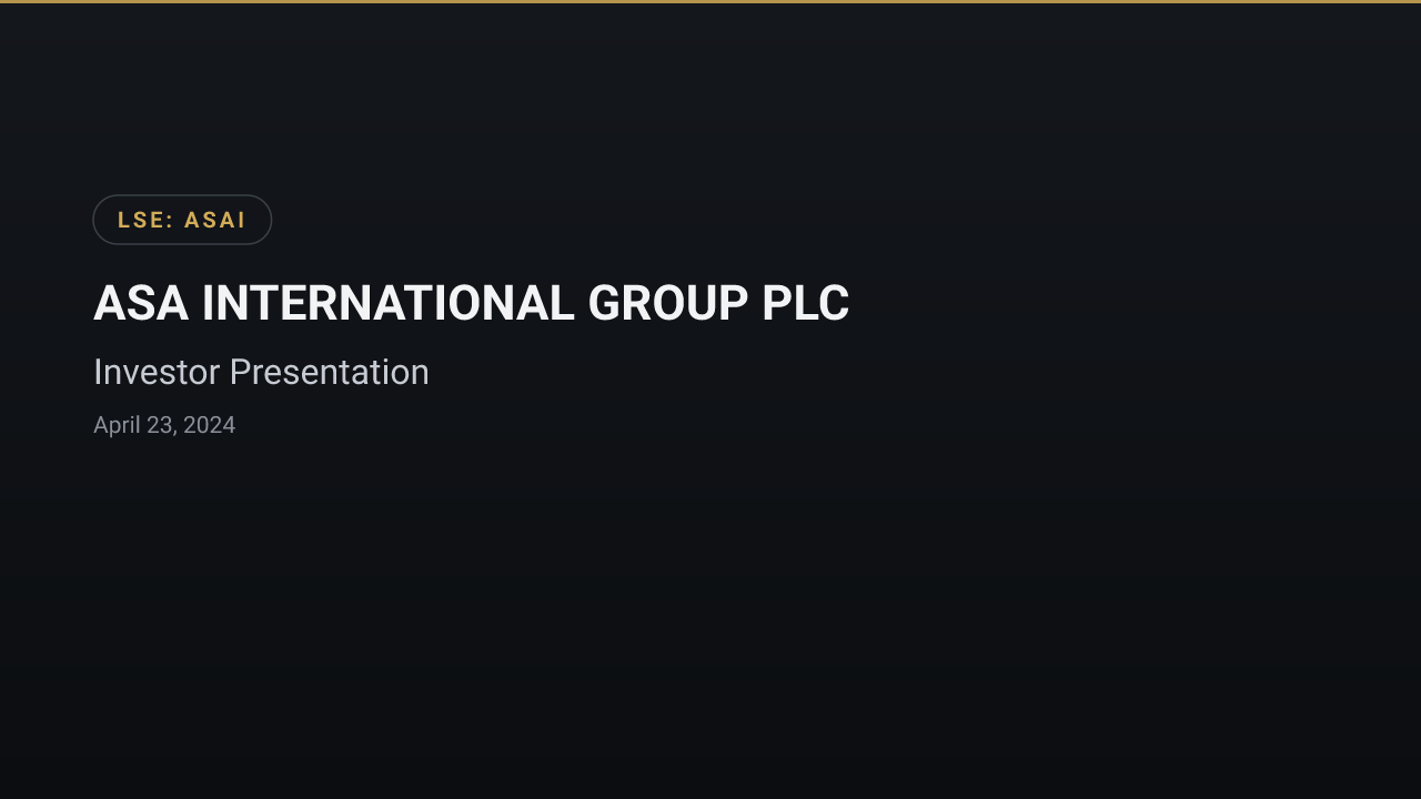 ASA INTERNATIONAL GROUP PLC (ASAI) — Investor Presentation