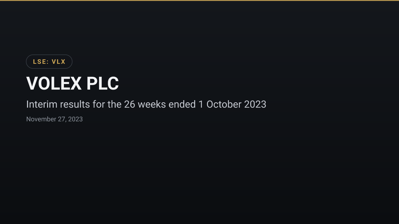 Volex (LSE:VLX) — Interim results for the 26 weeks ended 1 October 2023