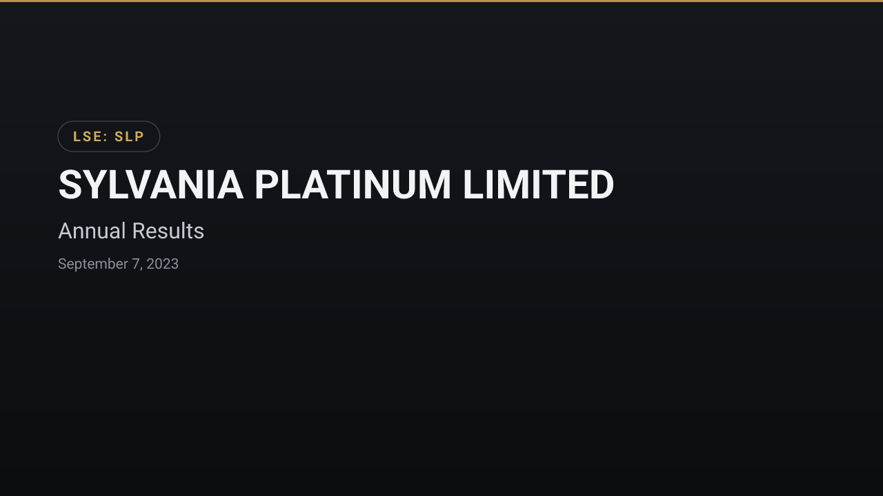 Sylvania Platinum (LSE:SLP) — Annual Results