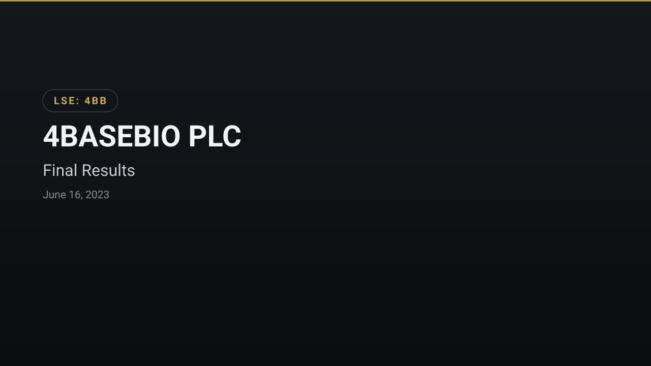 4BASEBIO PLC (4BB) — Final Results