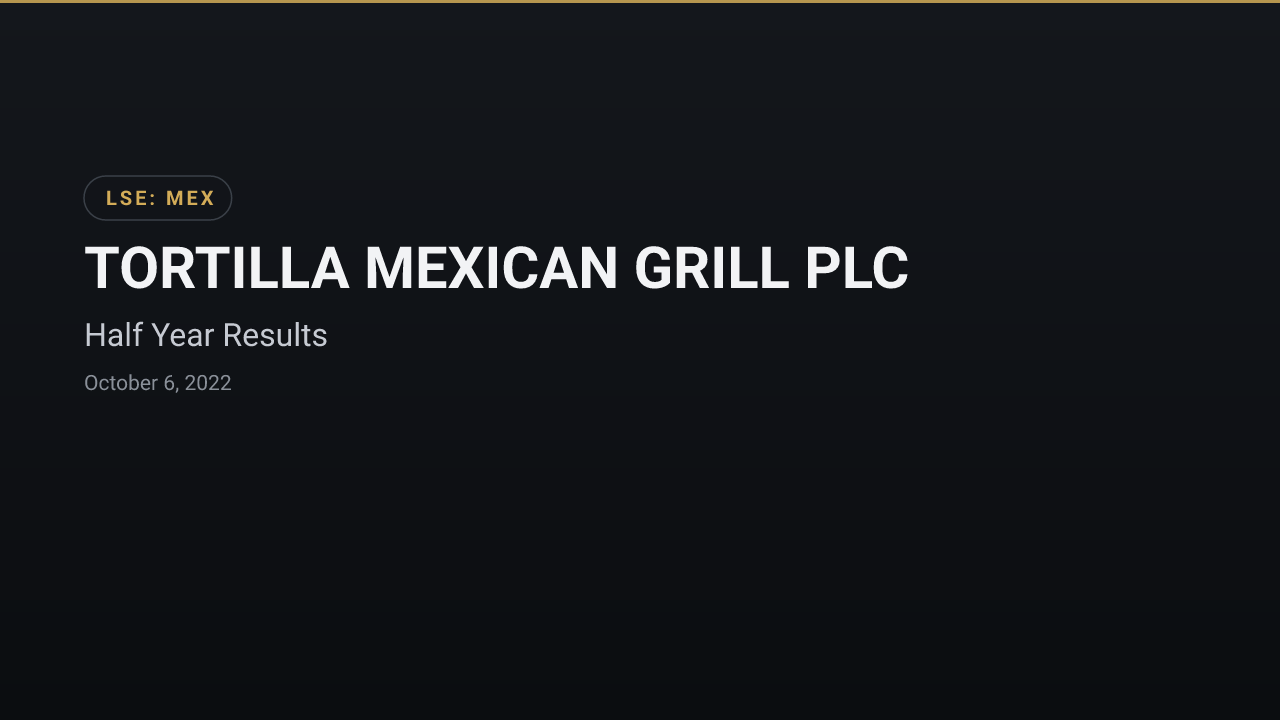 Tortilla Mexican Grill (LSE:MEX) — Half Year Results