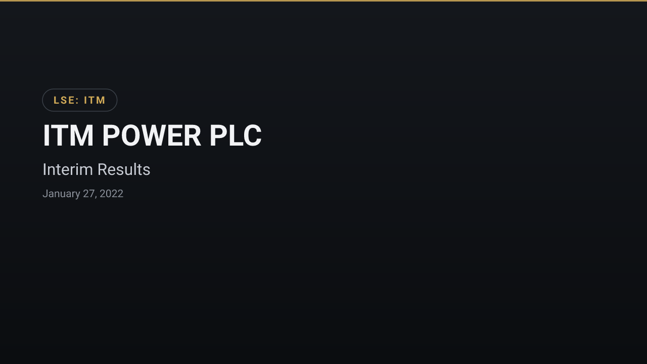 Itm Power (LSE:ITM) — Interim Results