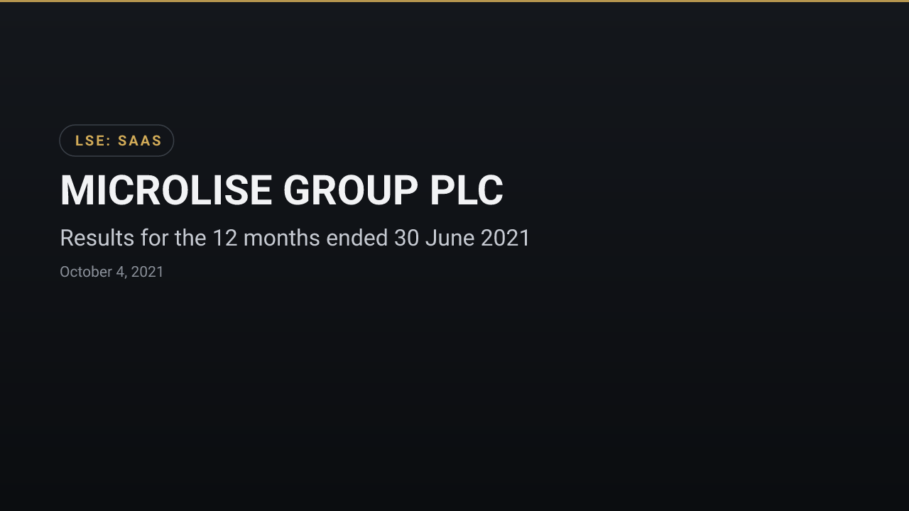 Microlise Group (LSE:SAAS) — Results for the 12 months ended 30 June 2021