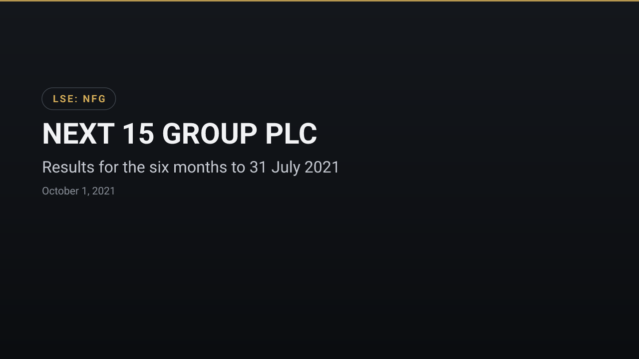 Next 15 Group (LSE:NFG) — Results for the six months to 31 July 2021
