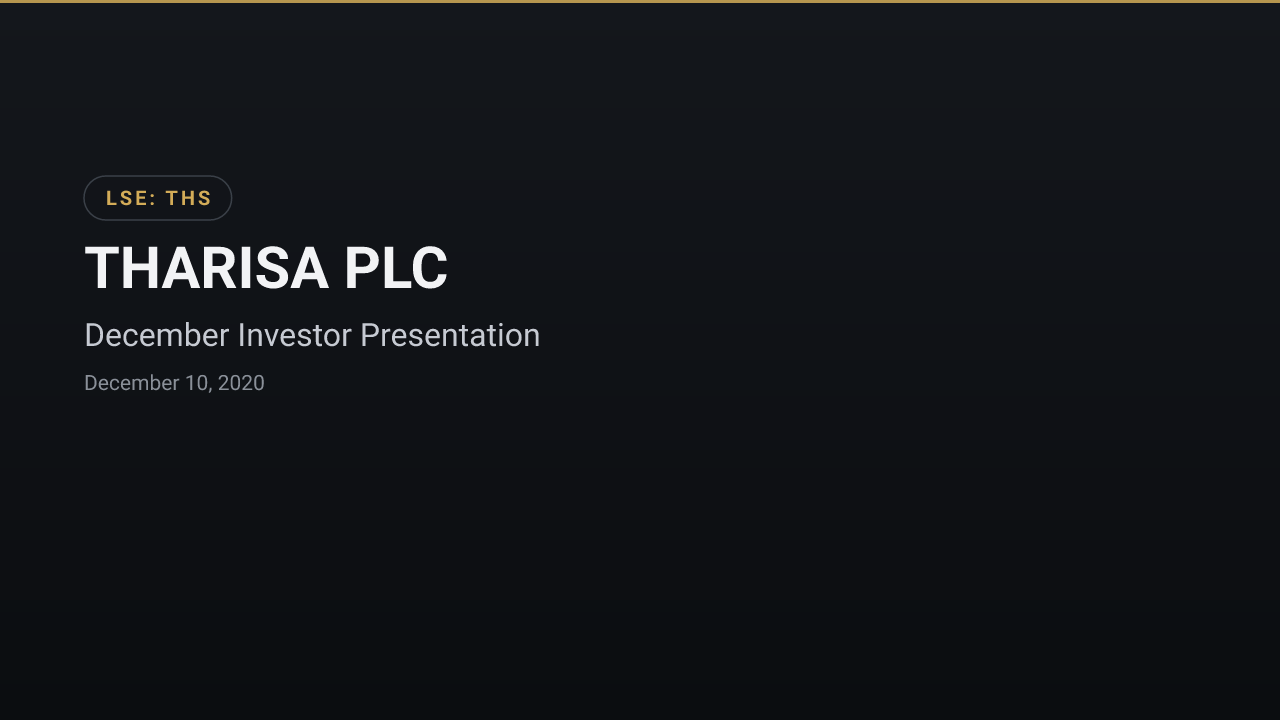 Tharisa (JSE:THA) — December Investor Presentation