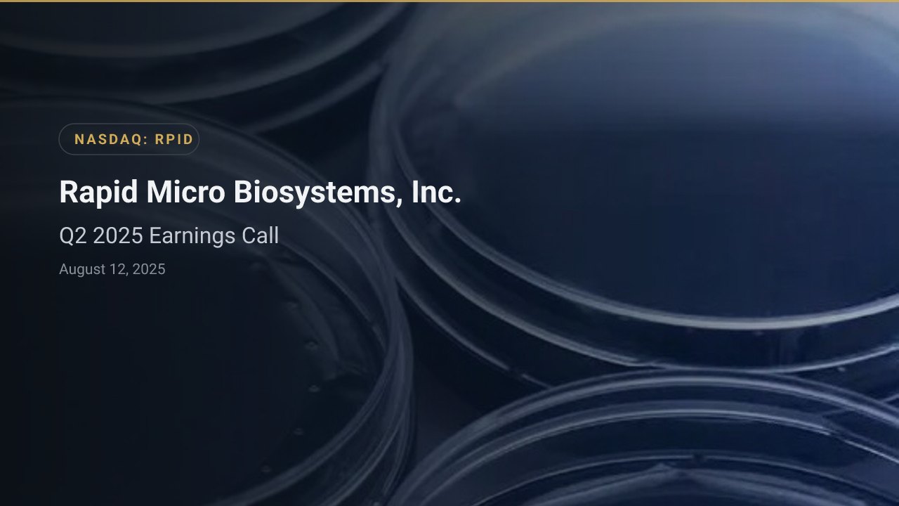 Rapid Micro Biosystems (NASDAQ:RPID) Q2 2025 Earnings Call