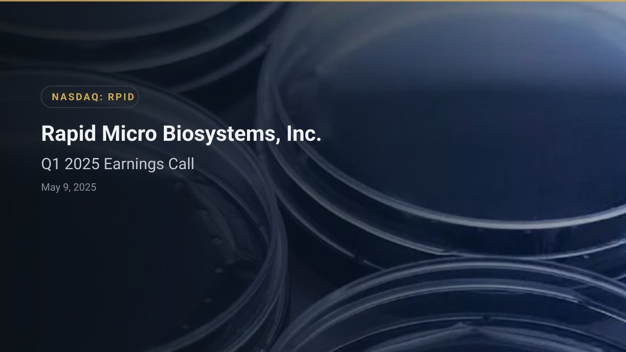 Rapid Micro Biosystems (NASDAQ:RPID) Q1 2025 Earnings Call