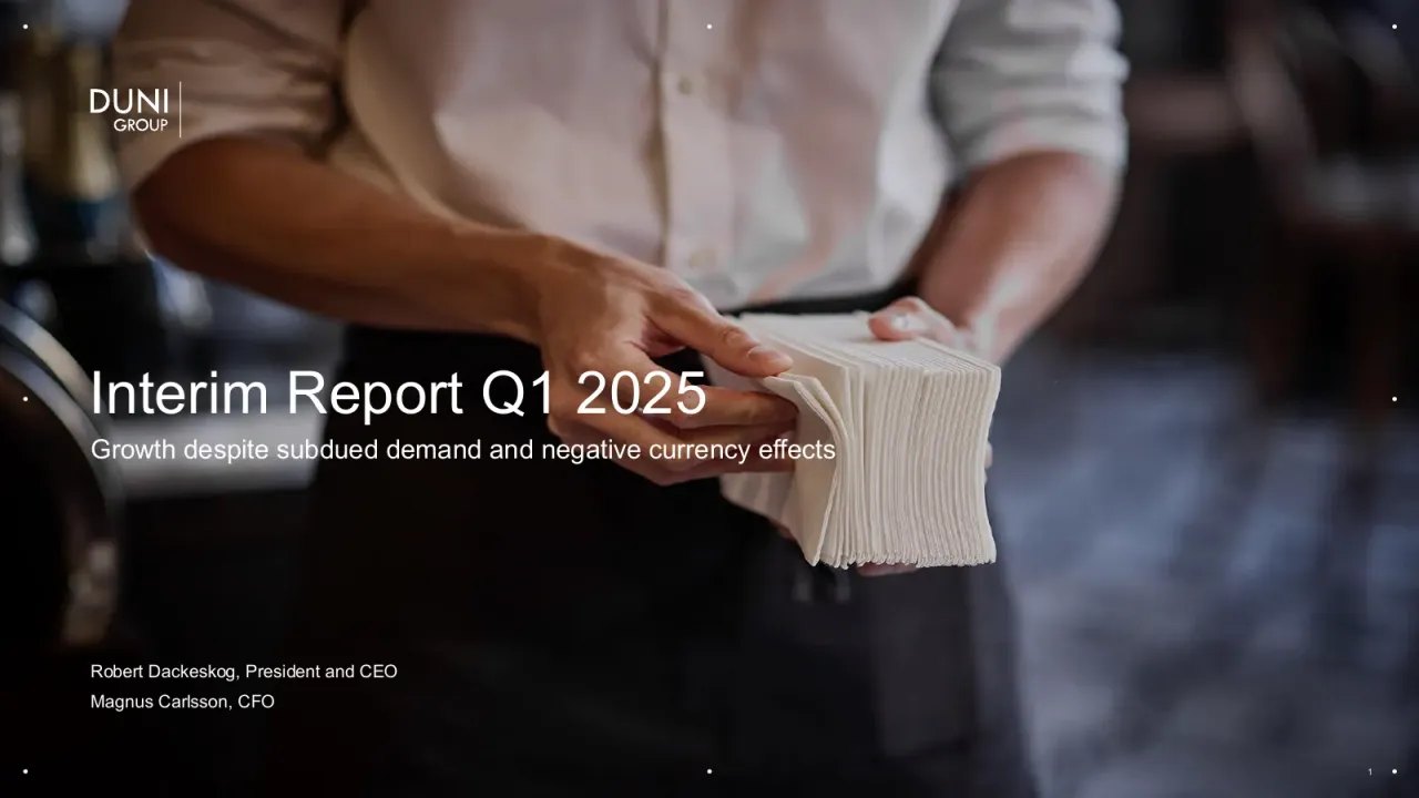 Duni (Stockholm:DUNI) Q1 2025 Earnings Call