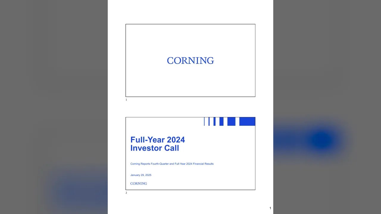 Corning (NYSE:GLW) Q4 2024 Earnings Call