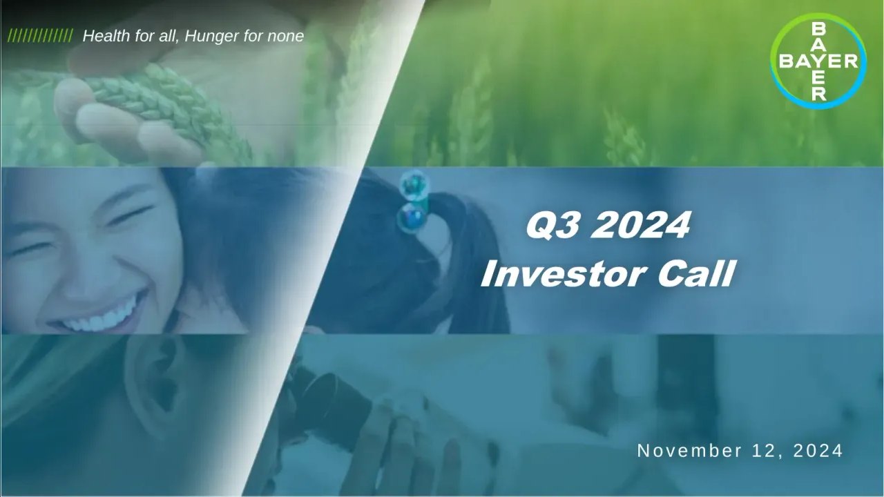 Bayer (Xetra:BAYN) Q3 2024 Earnings Call