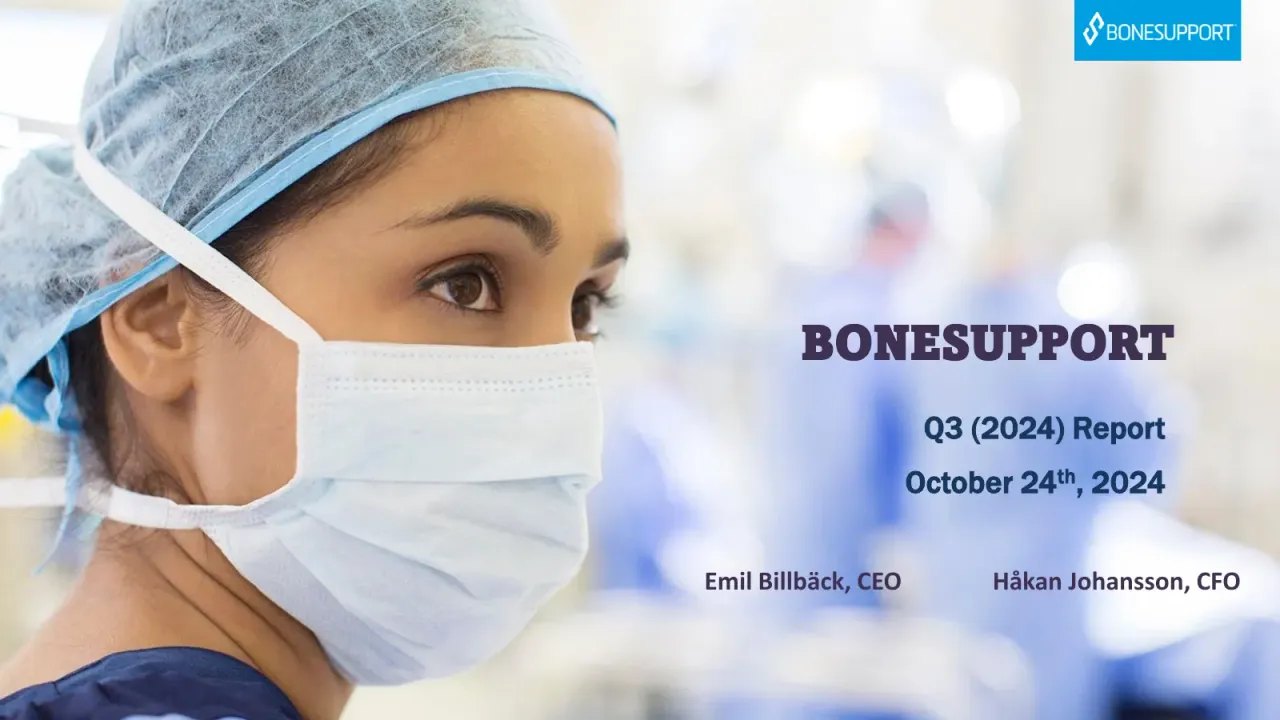 Bonesupport Holding (Stockholm:BONEX) Q3 2024 Earnings Call