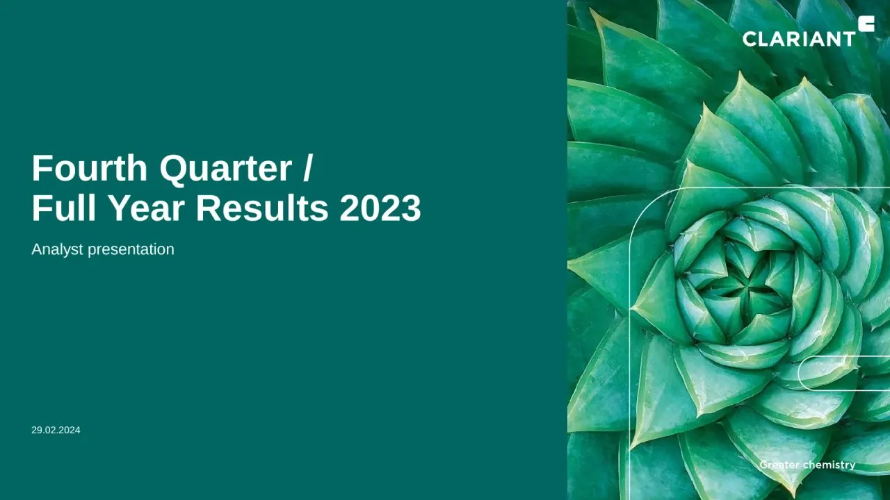 Clariant (SIX Swiss: CLN) Q4 2023 Earnings Call