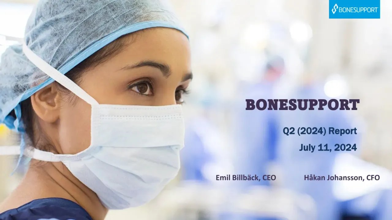 Bonesupport Holding (Stockholm:BONEX) Q2 2024 Earnings Call
