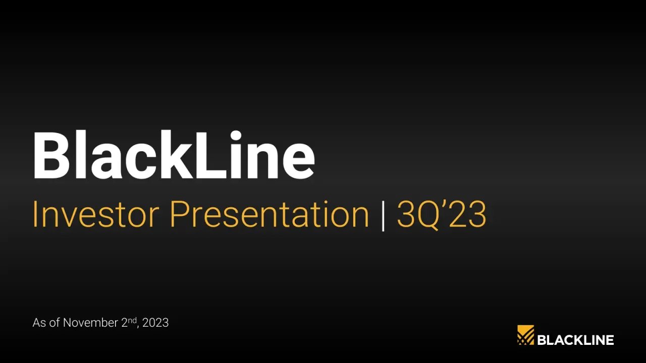 Blackline (NASDAQ:BL) Q3 2023 Earnings Call