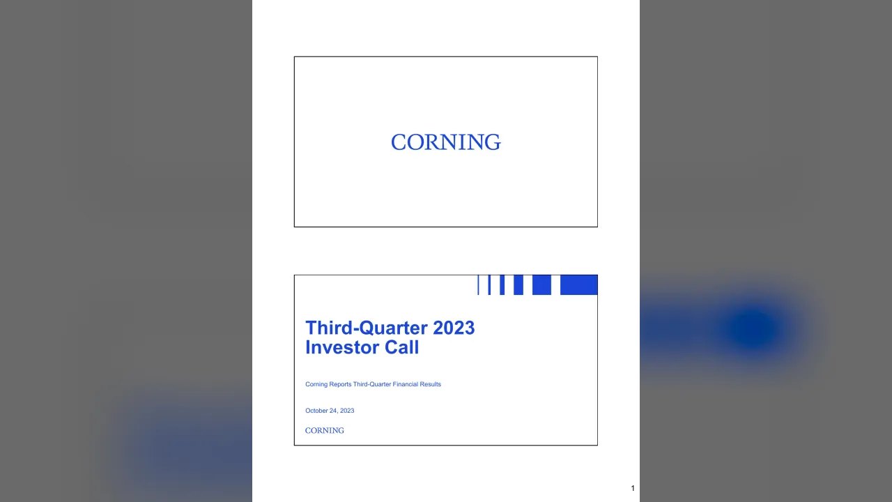 Corning (NYSE:GLW) Q3 2023 Earnings Call