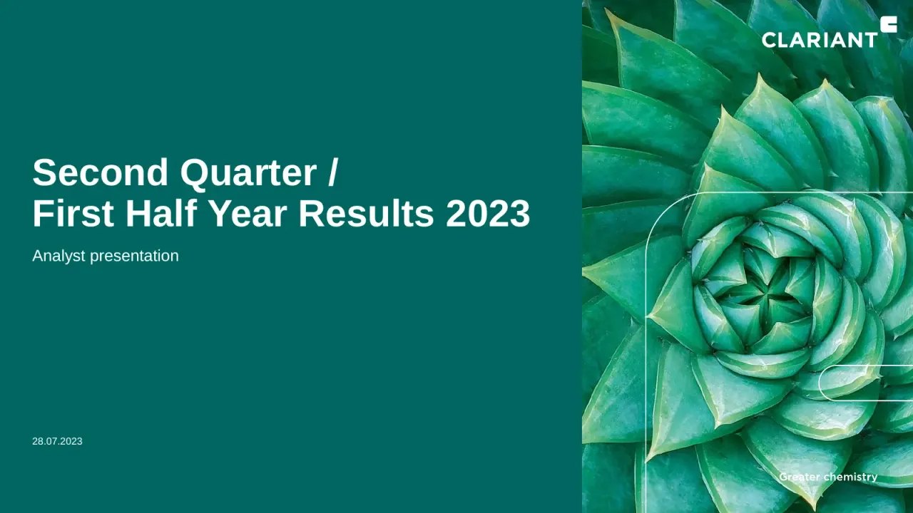 Clariant (SIX Swiss: CLN) Q2 2023 Earnings Call