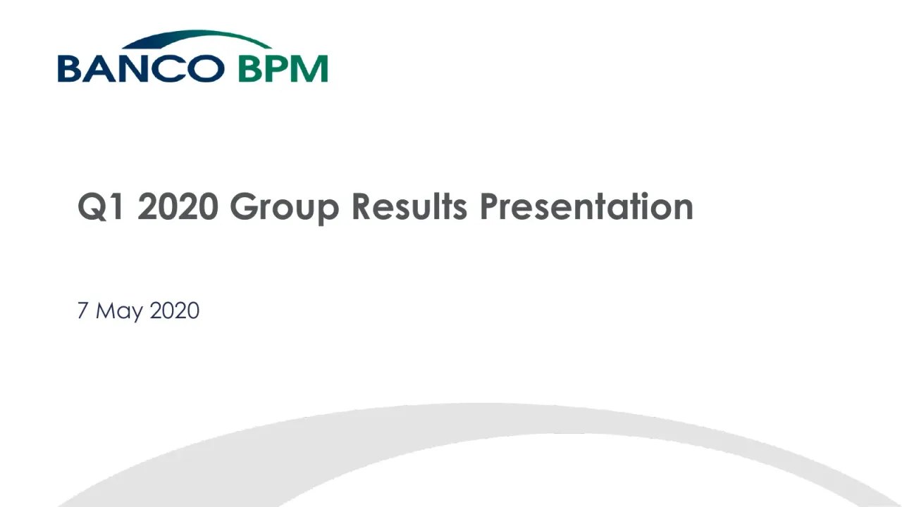 Banco BPM (Milan:BAMI) Q1 2020 Earnings Call