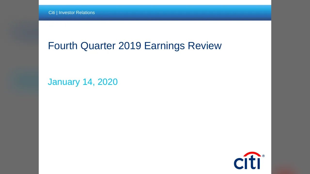 Citigroup (NYSE:C) Q4 2019 Earnings Call