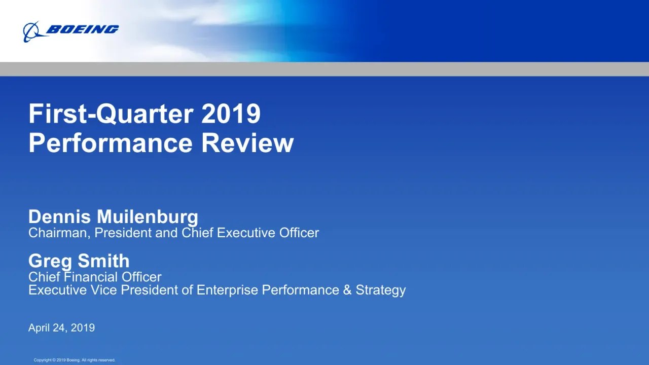 Boeing (NYSE:BA) Q1 2019 Earnings Call