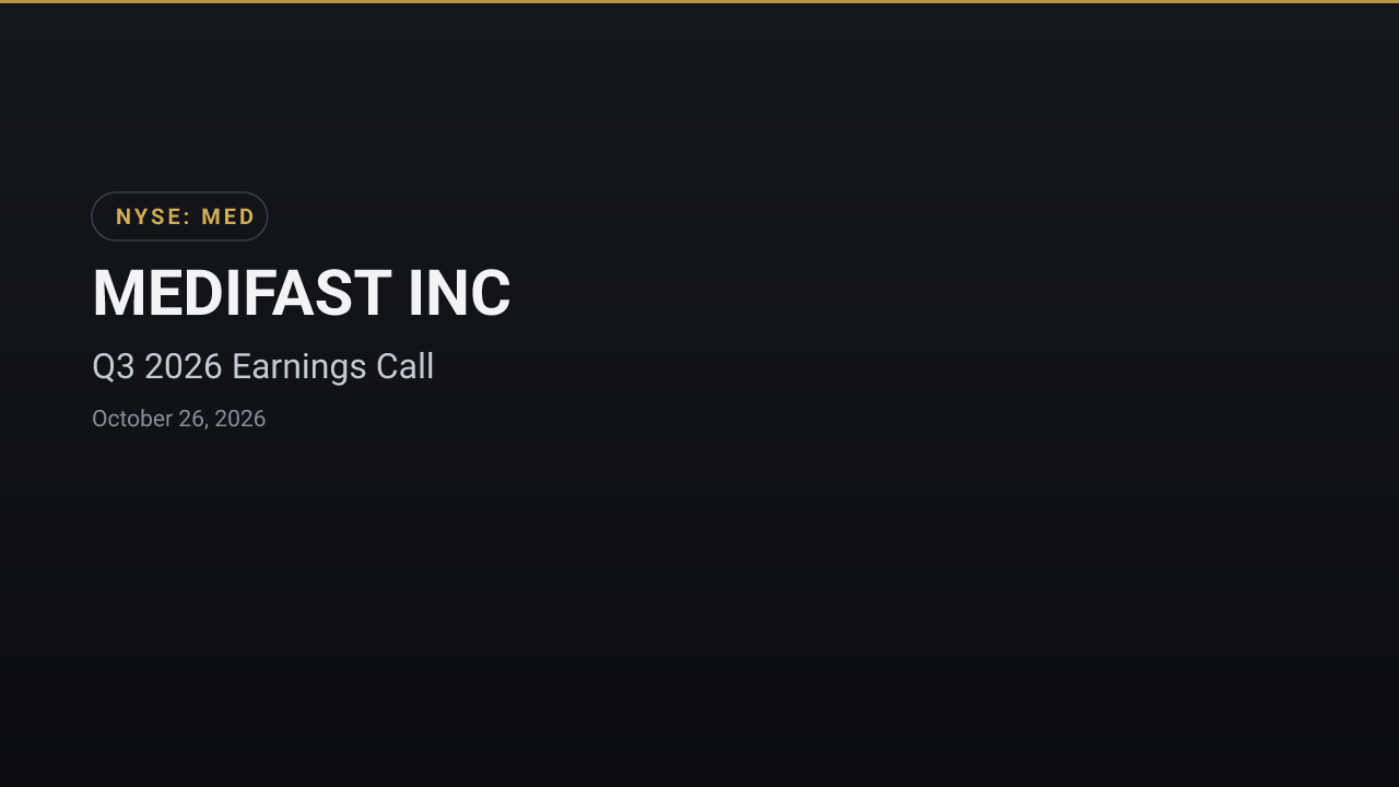 Medifast (NYSE:MED) Q3 2026 Earnings Call