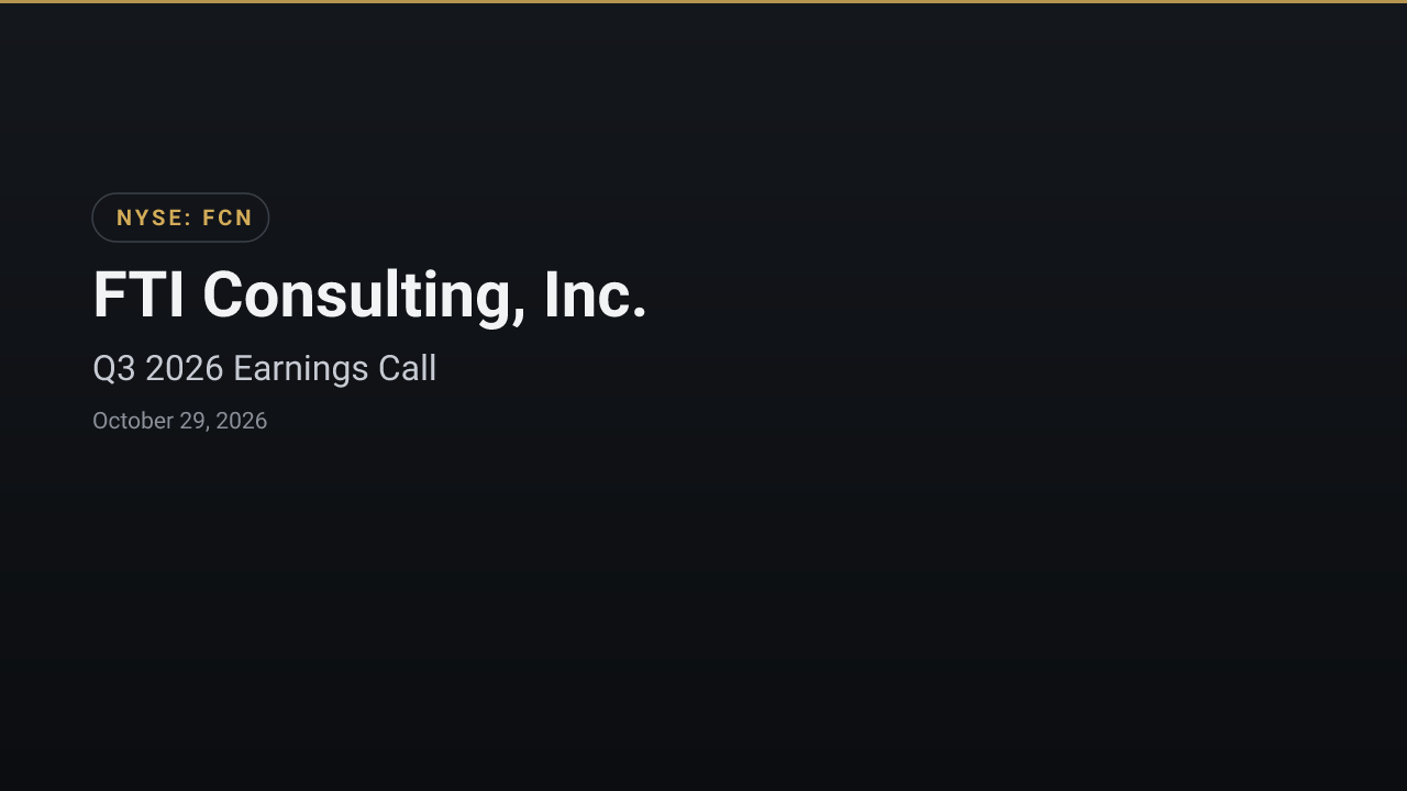 FTI Consulting (NYSE:FCN) Q3 2026 Earnings Call